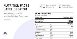 Nutrition Facts Label Creator (Gutenberg Block)